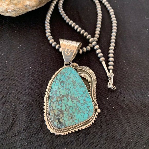 Men's Navajo Turquoise Necklace Pendant Length 20 - Picture 5 of 12